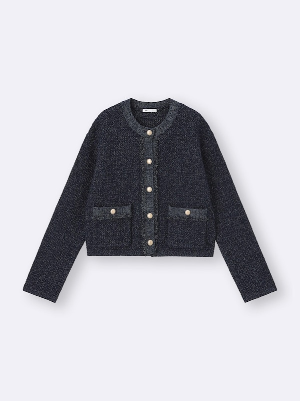 Fringe Double Pocket Knitted Jacket