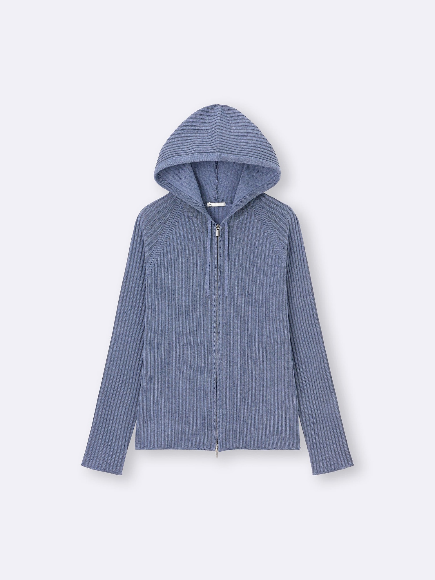 Ribbed Knitted Double Zip Hoodie | GU US