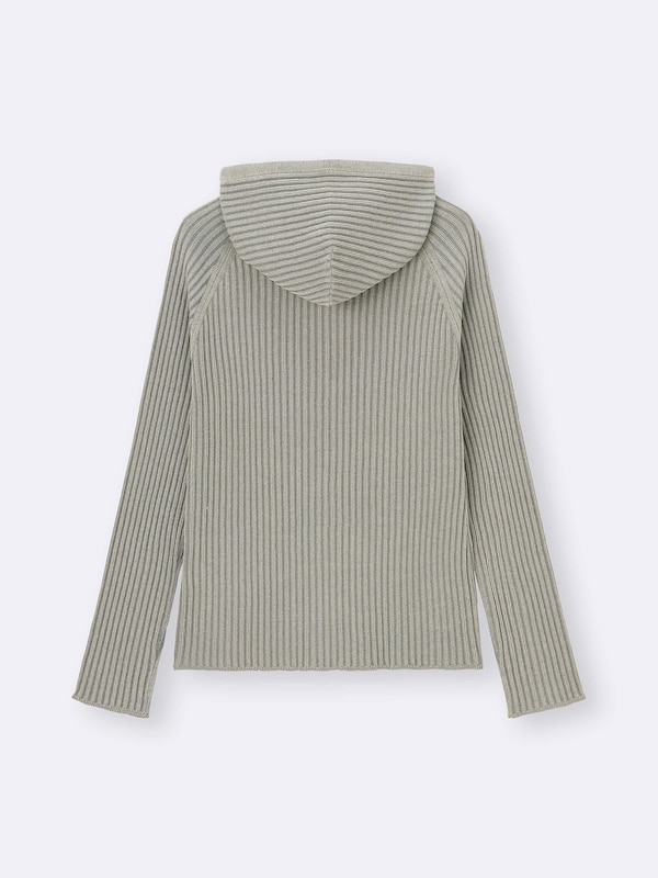 Ribbed Knitted Double Zip Hoodie