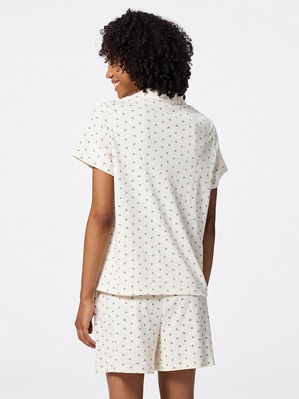 Cotton Blend Ribbed Pajamas | Short | Flower