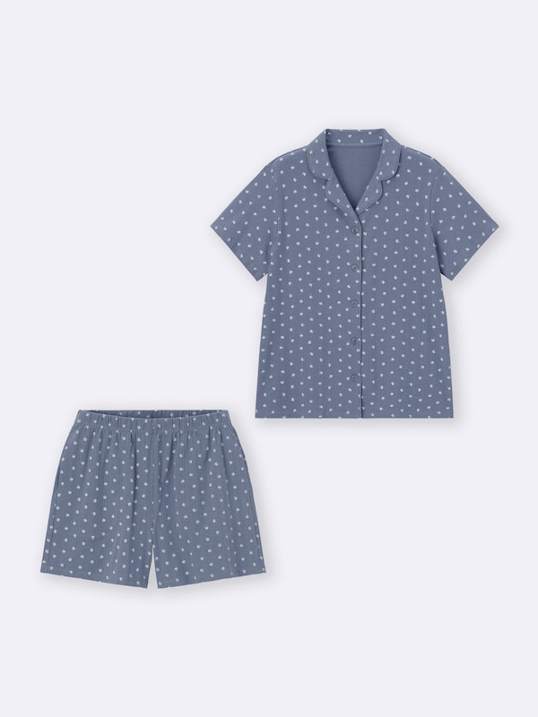 Cotton Blend Ribbed Pajamas | Short | Flower