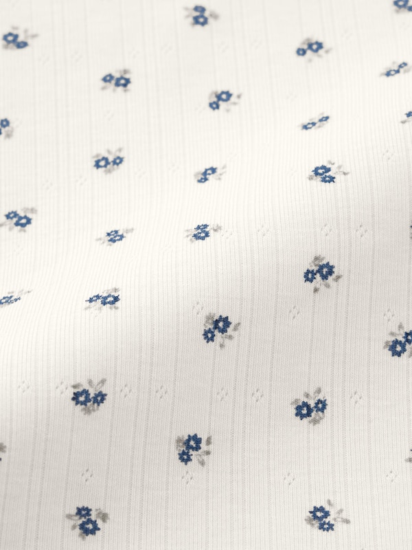 Cotton Blend Ribbed Pajamas | Short | Flower