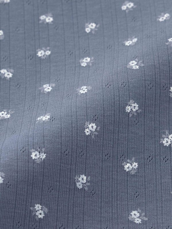 Cotton Blend Ribbed Pajamas | Short | Flower