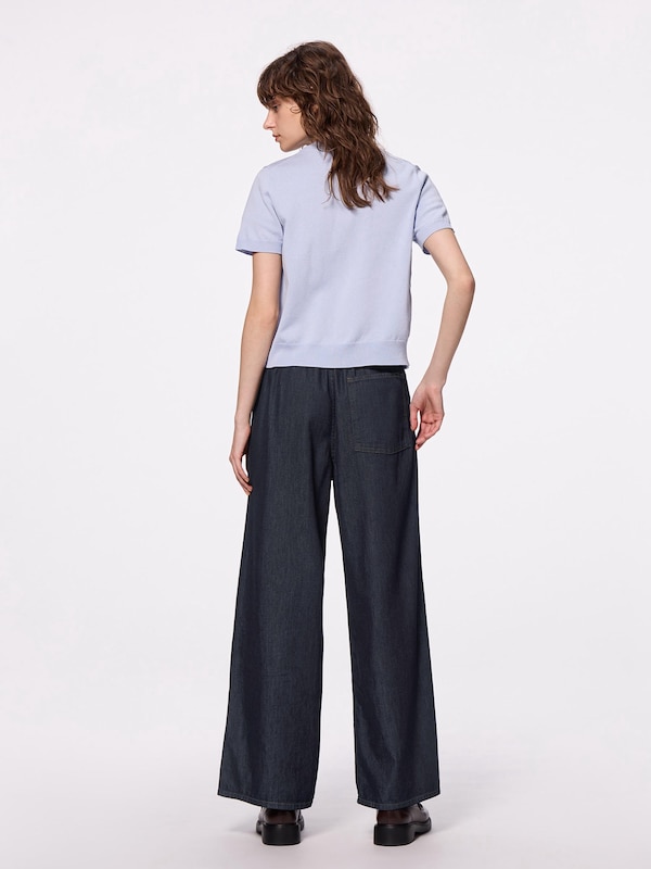 Light Denim Belted Wide Pants
