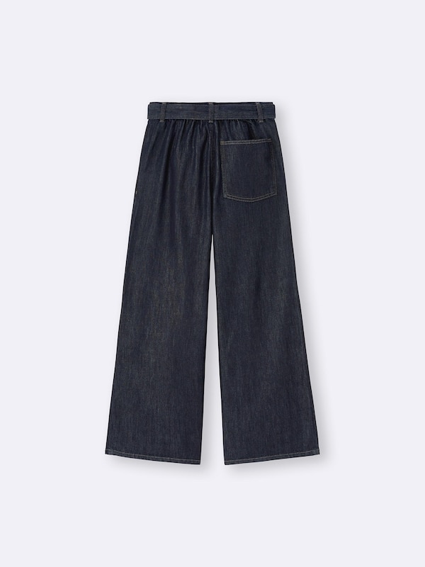 Light Denim Belted Wide Pants