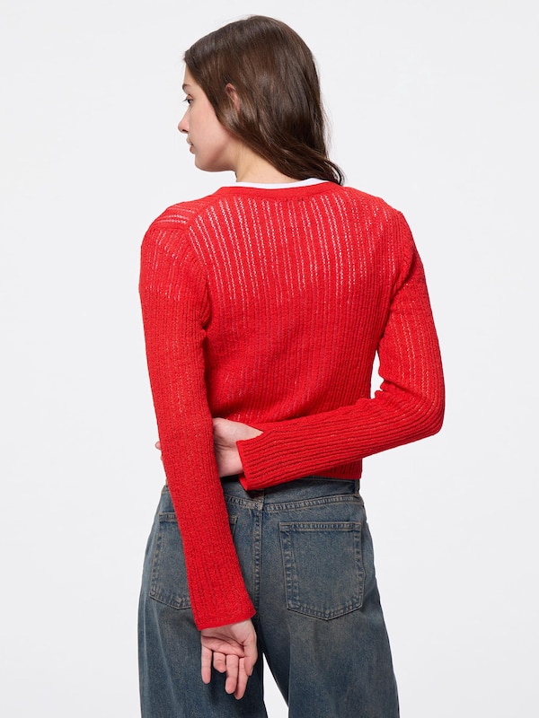 Loop Yarn Lacy Stitch Cardigan