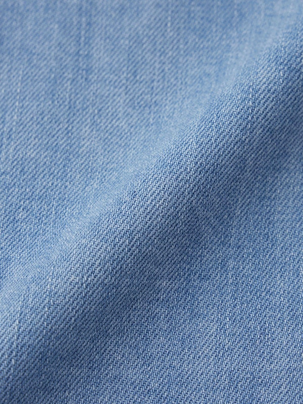 Light Denim Open Collar Shirt | Short