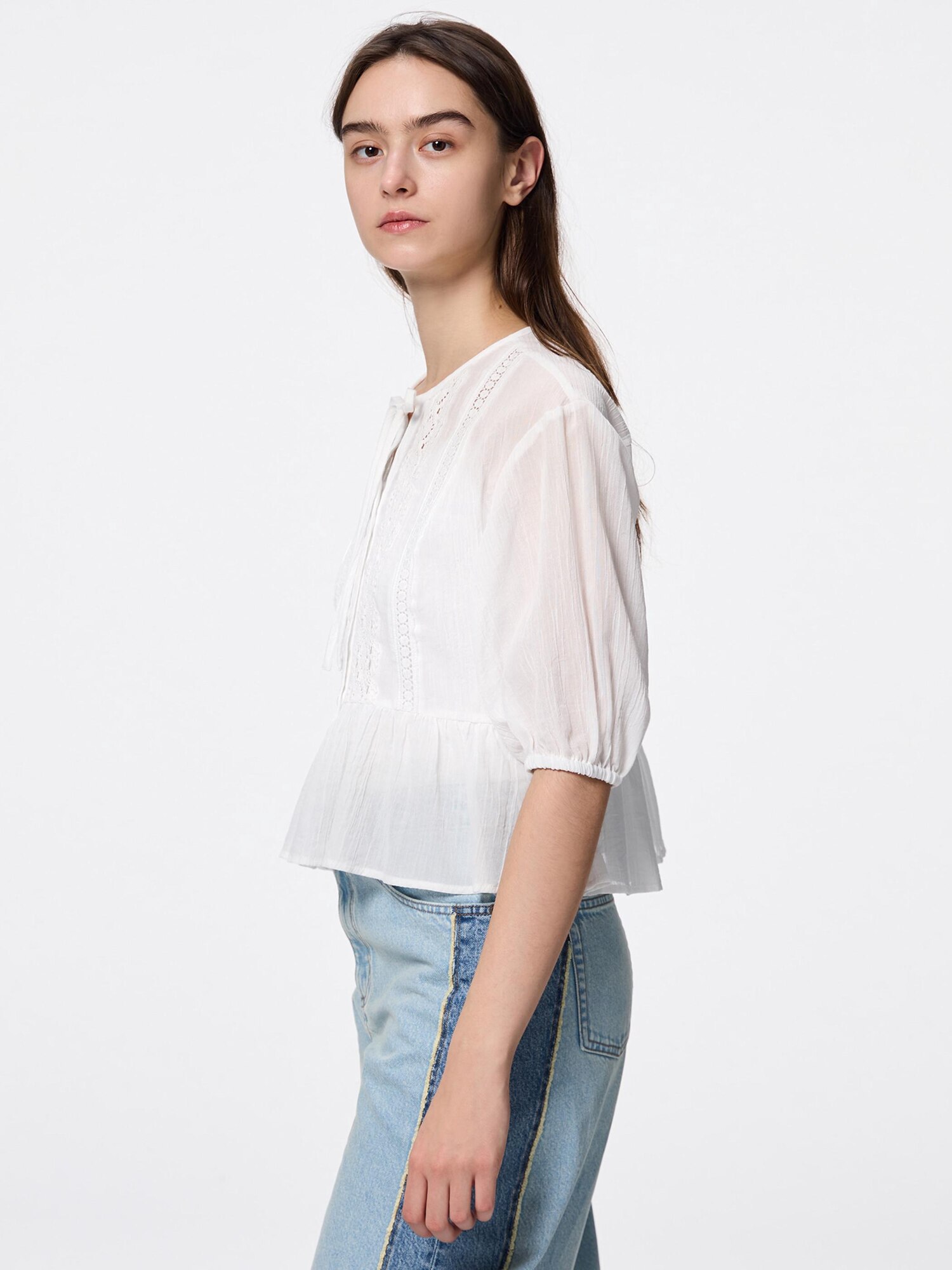 Lace Peplum Blouse | HalfSlv | GU US