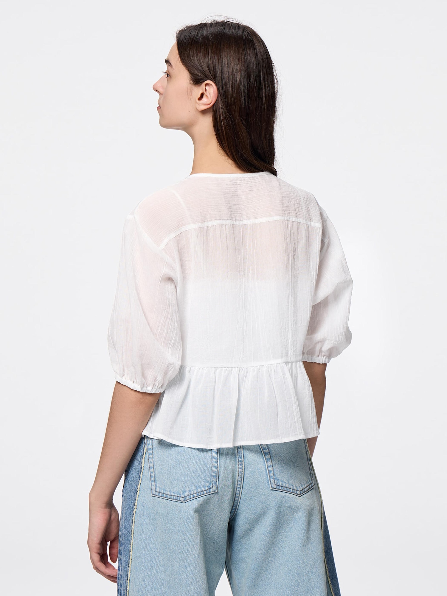Lace Peplum Blouse | HalfSlv | GU US