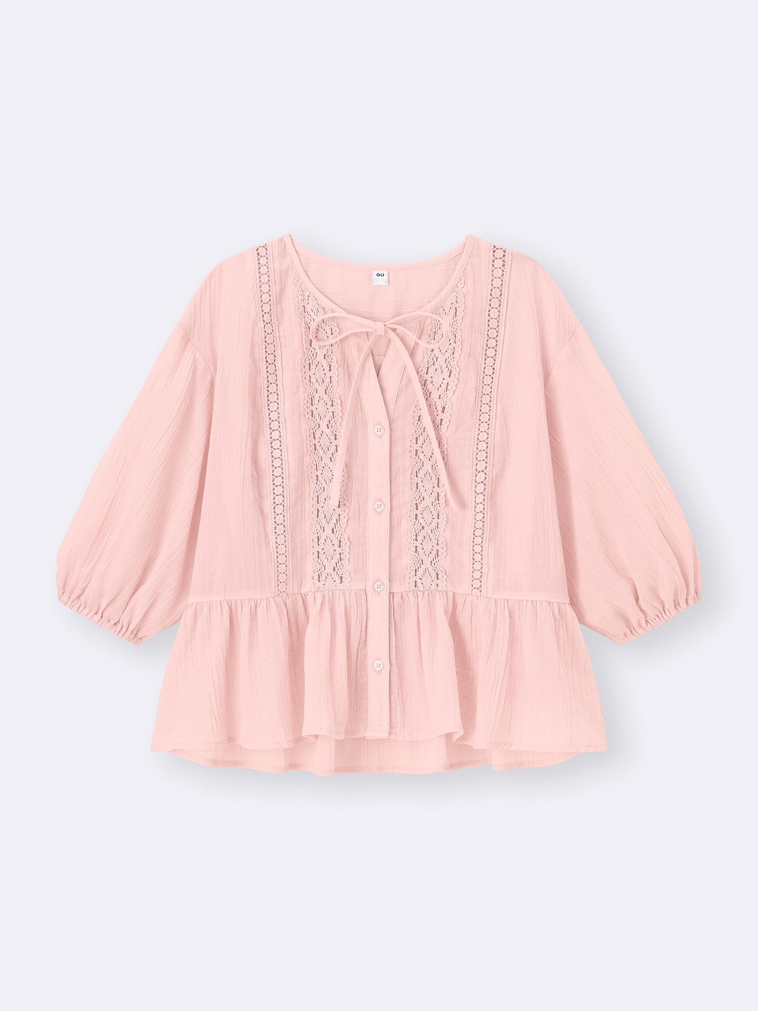 今季一番 Blouse Peplum Lace | US GU | HalfSlv シャツ+ブラウス(半袖+袖なし)