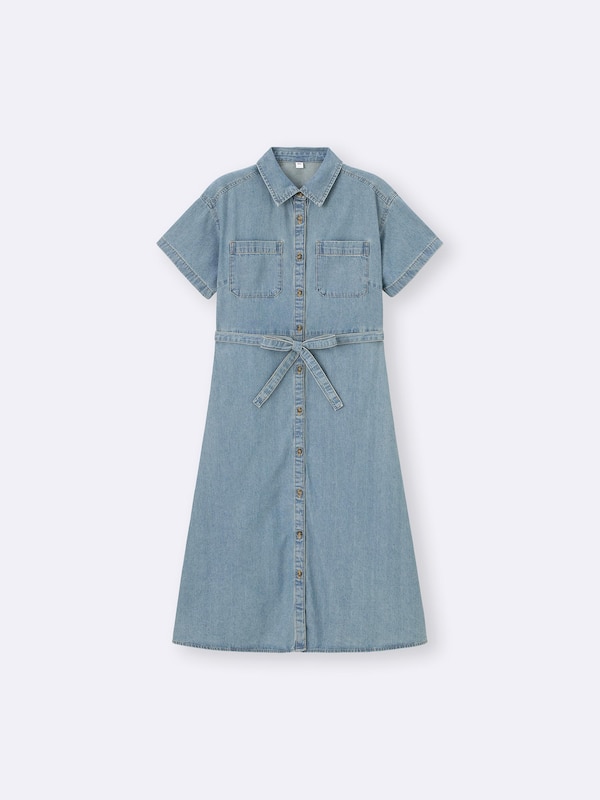Light Denim Work Shirt Dress | Short