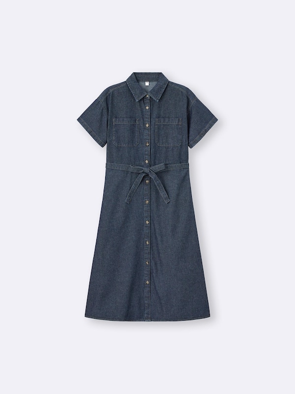 Light Denim Work Shirt Dress | Short