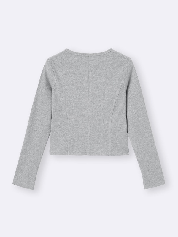 Ribbed Double Zip V Neck Cardigan