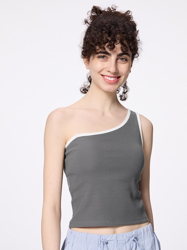 Bra-Feel Cropped One Shoulder Tank Top