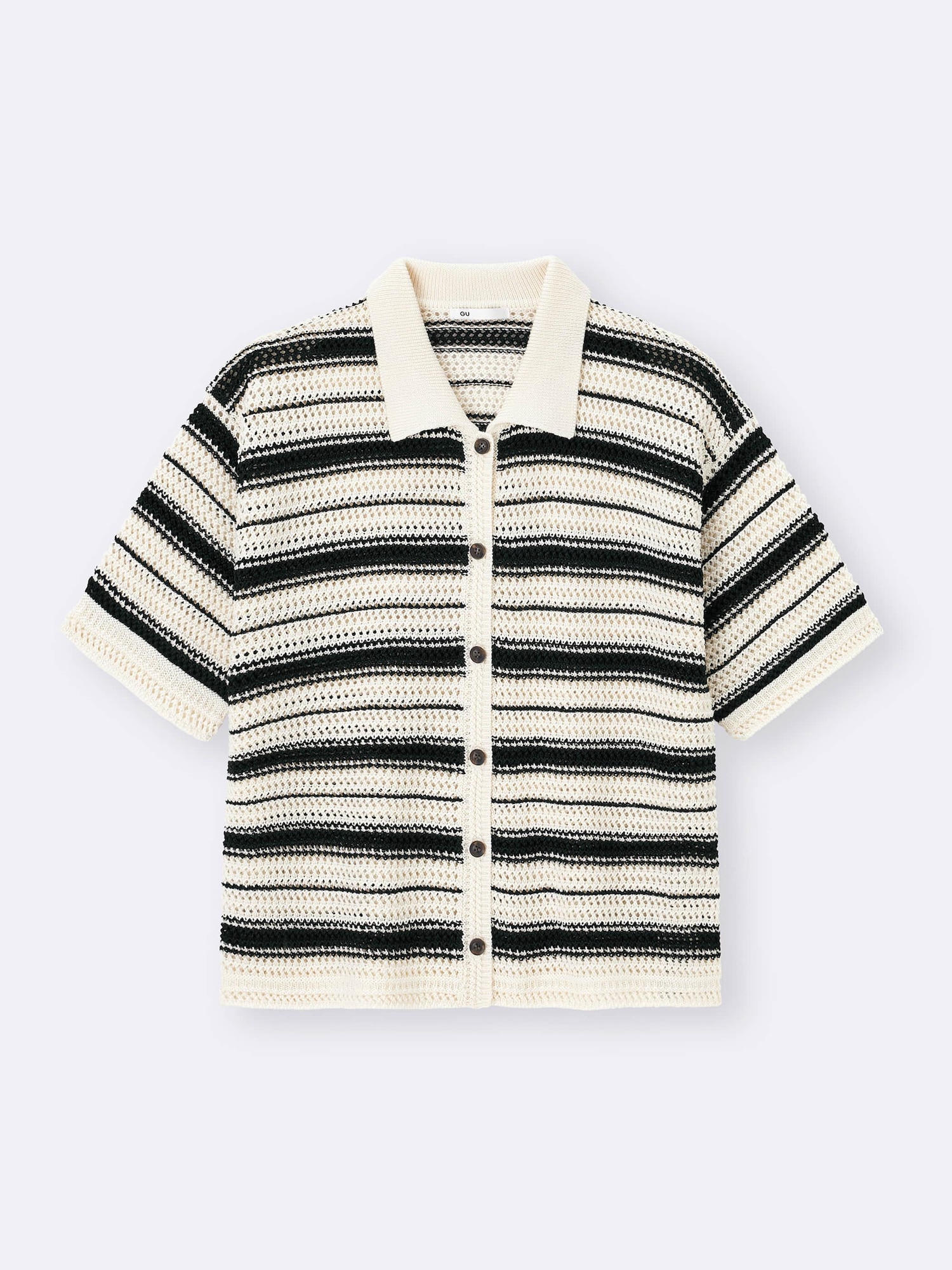 Lacy Stitch Striped Knitted Shirt | GU US
