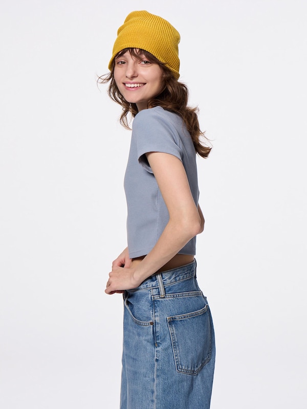 Washed Ribbed Cropped T-Shirt