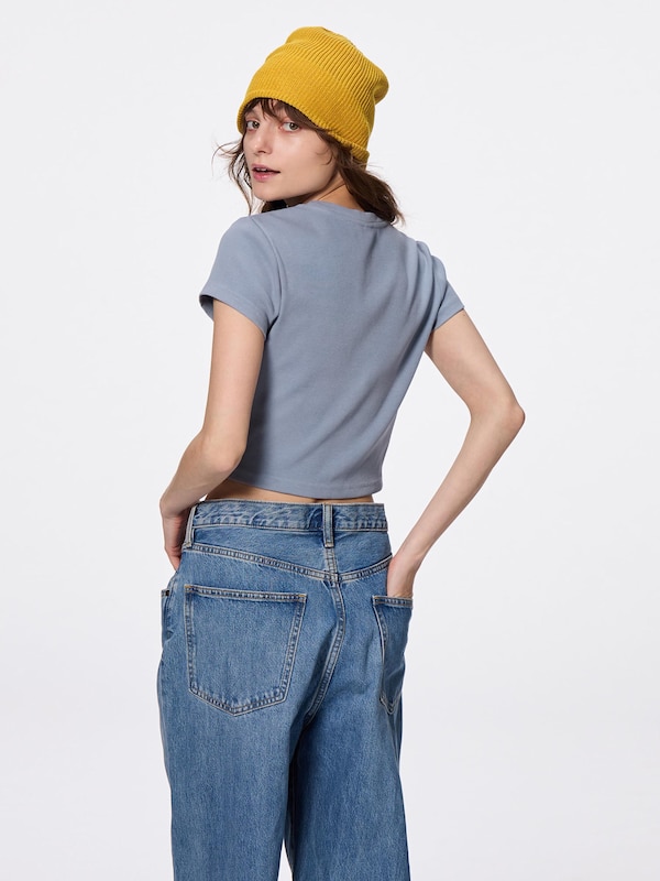 Washed Ribbed Cropped T-Shirt