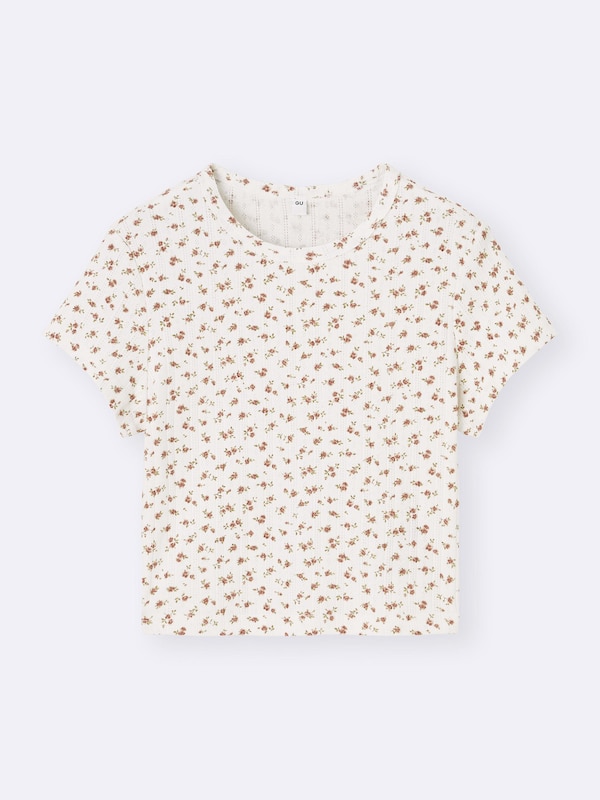 Pointelle Flower Printed T-Shirt