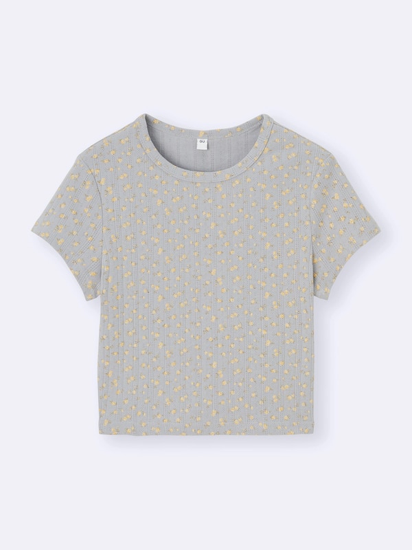 Pointelle Flower Printed T-Shirt