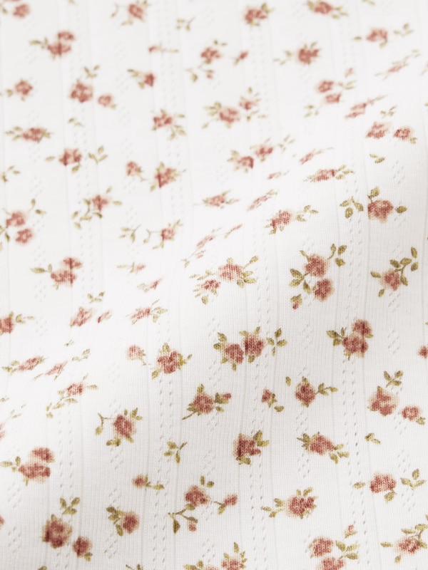 Pointelle Flower Printed T-Shirt