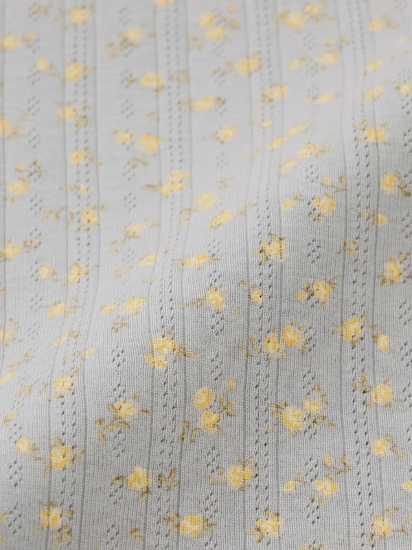 Pointelle Flower Printed T-Shirt