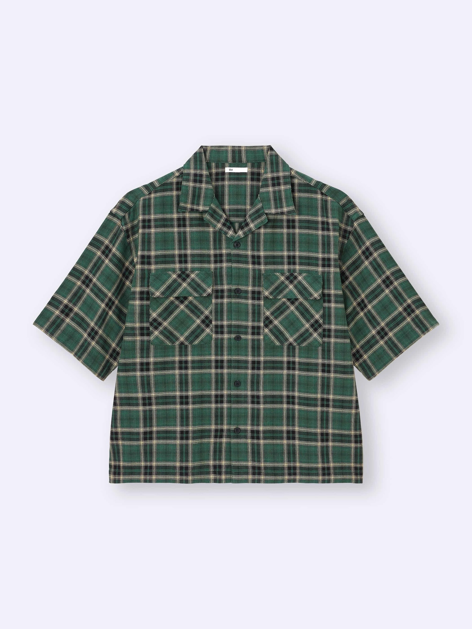 Unisex Open Collar Boxy Checked Shirt | HalfSlv | GU US