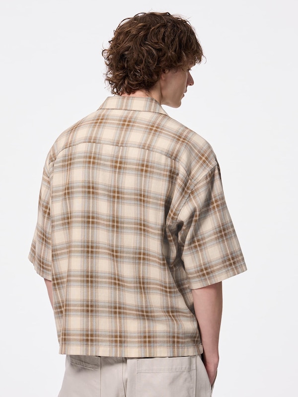 Open Collar Boxy Checked Shirt | HalfSlv