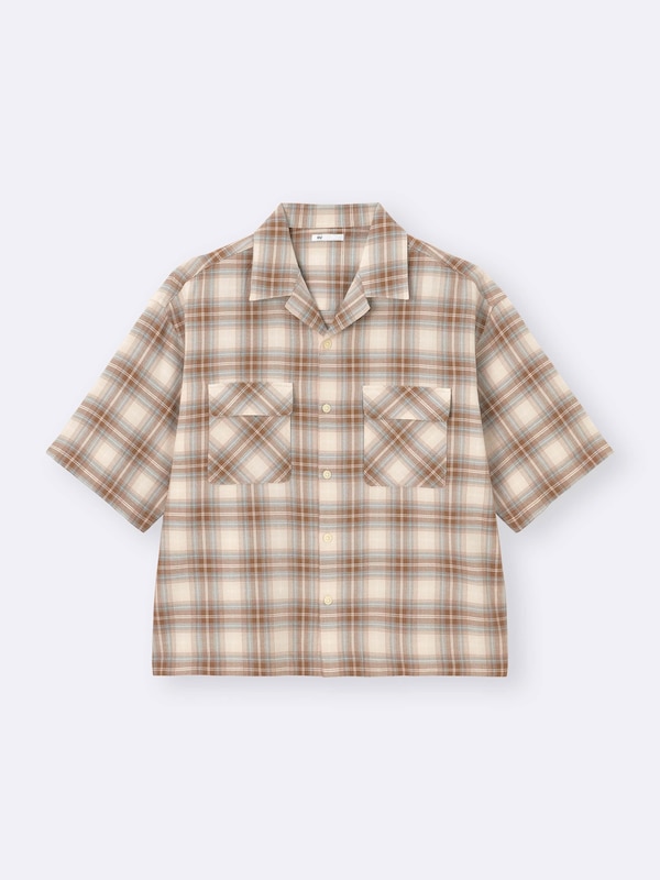 Open Collar Boxy Checked Shirt | HalfSlv