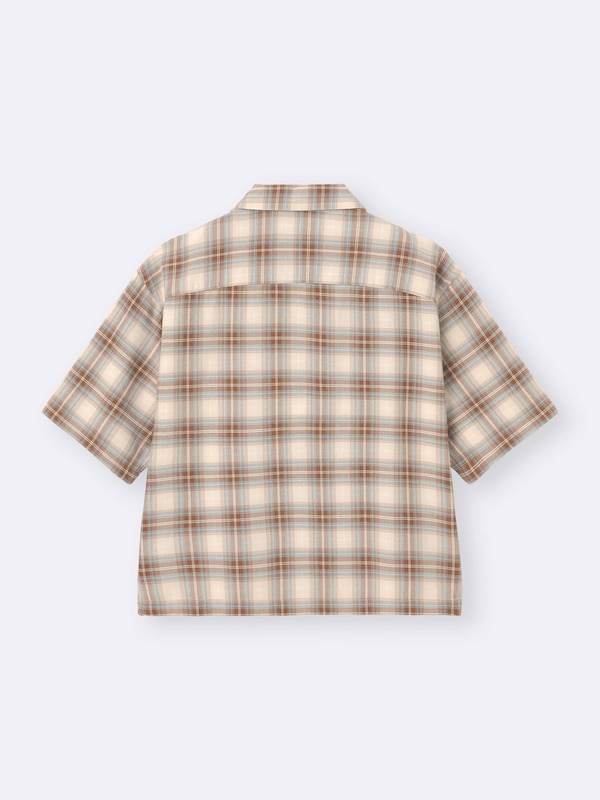 Open Collar Boxy Checked Shirt | HalfSlv
