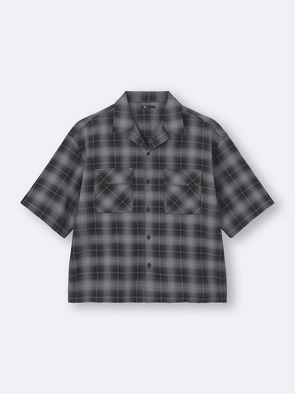 Open Collar Boxy Checked Shirt | HalfSlv