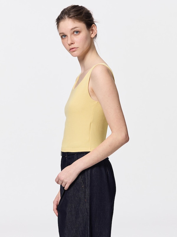 Cotton Blend Cropped Square Tank Top | Dry