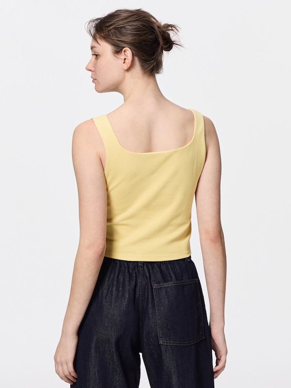 Cotton Blend Cropped Square Tank Top | Dry