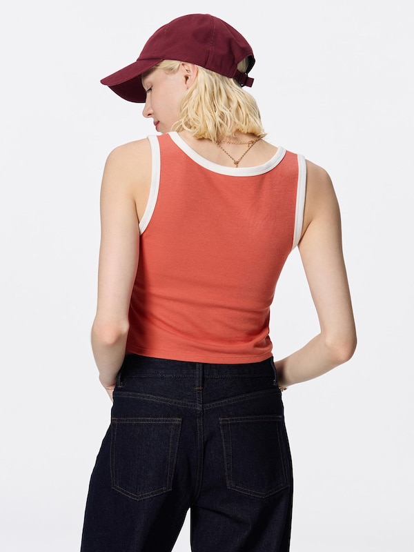 Cotton Blend Cropped Bicolor Tank Top | Dry