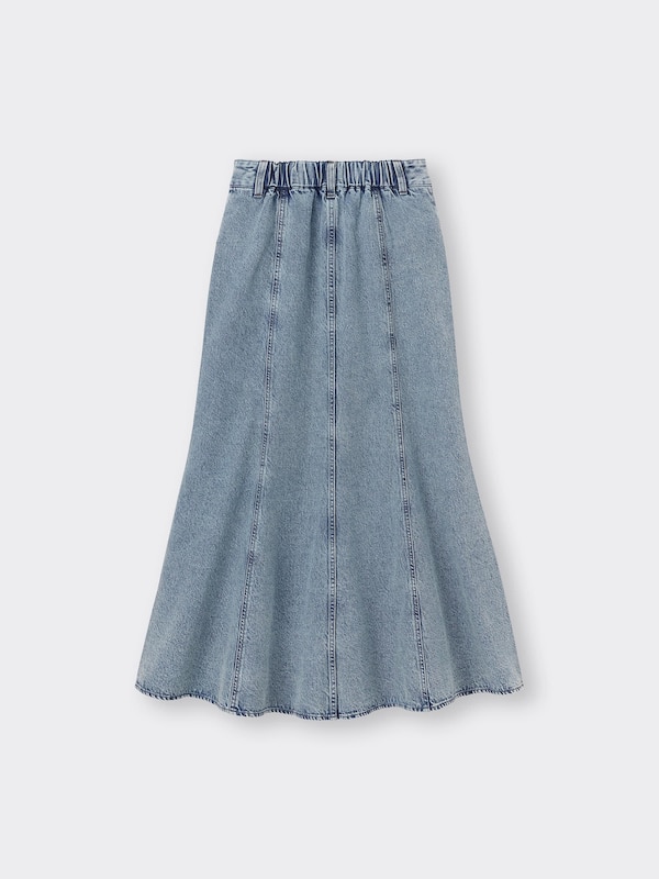 Denim Flared Maxi Skirt