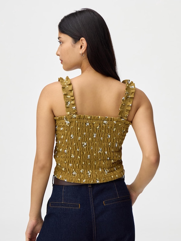 Shirring Flower Printed Camisole