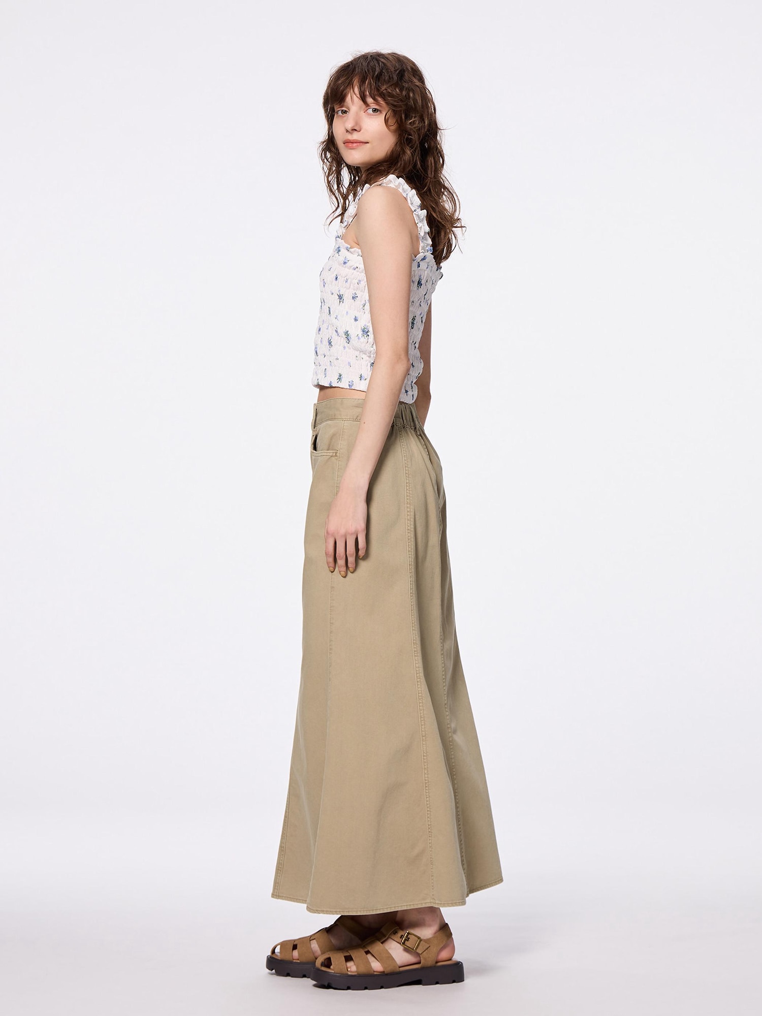 【BAON】Kiruni banding flare long skirt Kumamoto long skirt