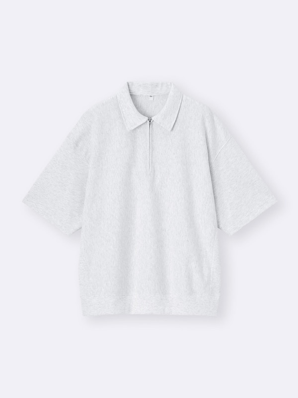 Half Zip Sweat Look T-Shirt | HalfSlv