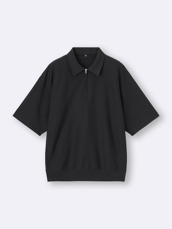 Half Zip Sweat Look T-Shirt | HalfSlv