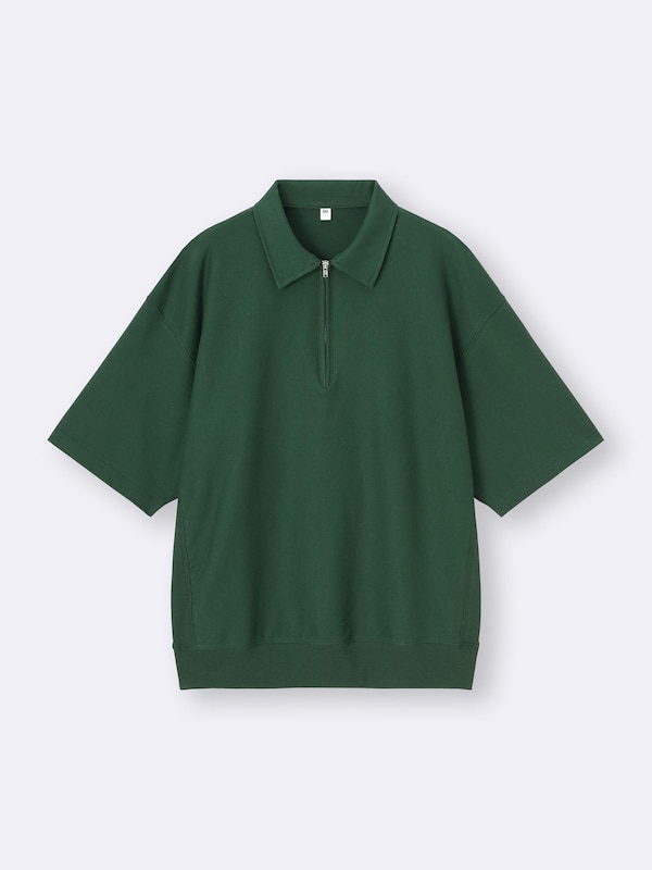 Half Zip Sweat Look T-Shirt | HalfSlv