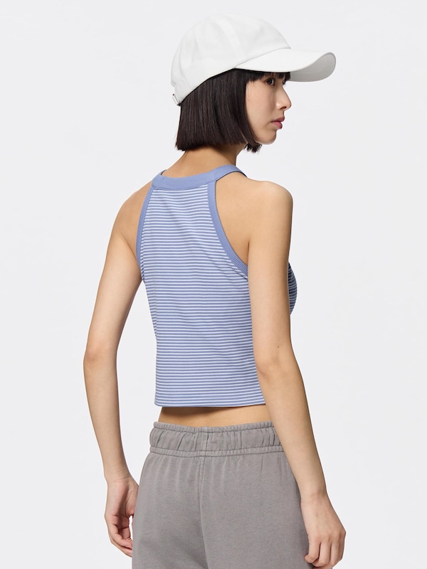 Bra-Feel Cropped Halter Neck Tank Top | Striped