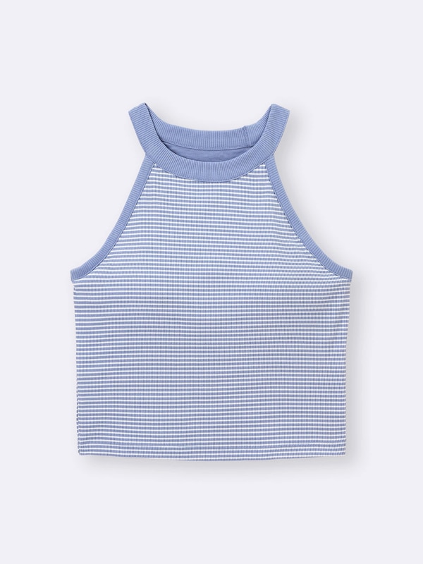 Bra-Feel Cropped Halter Neck Tank Top | Striped