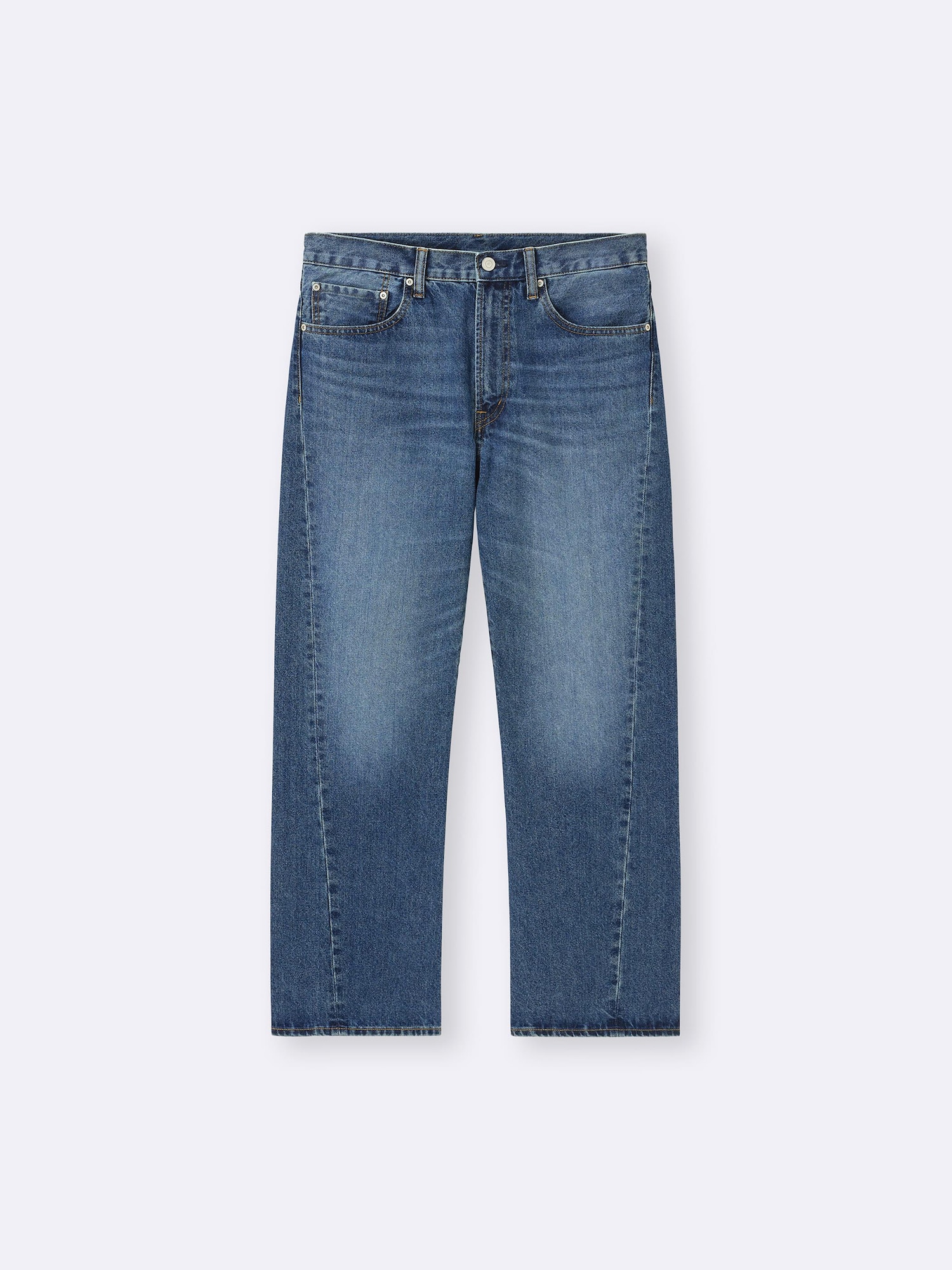 ☆人気☆【WOOALONG】☆Curved line straight denim pant.s☆ Light Blue New Straight Denim Pants - WOOYOUNGMI