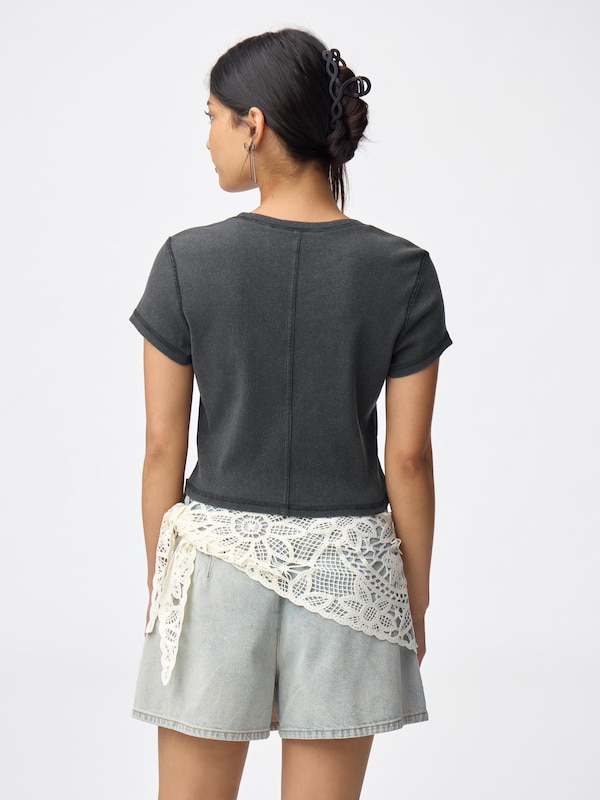 Ribbed Cropped T-Shirt | Kuromi