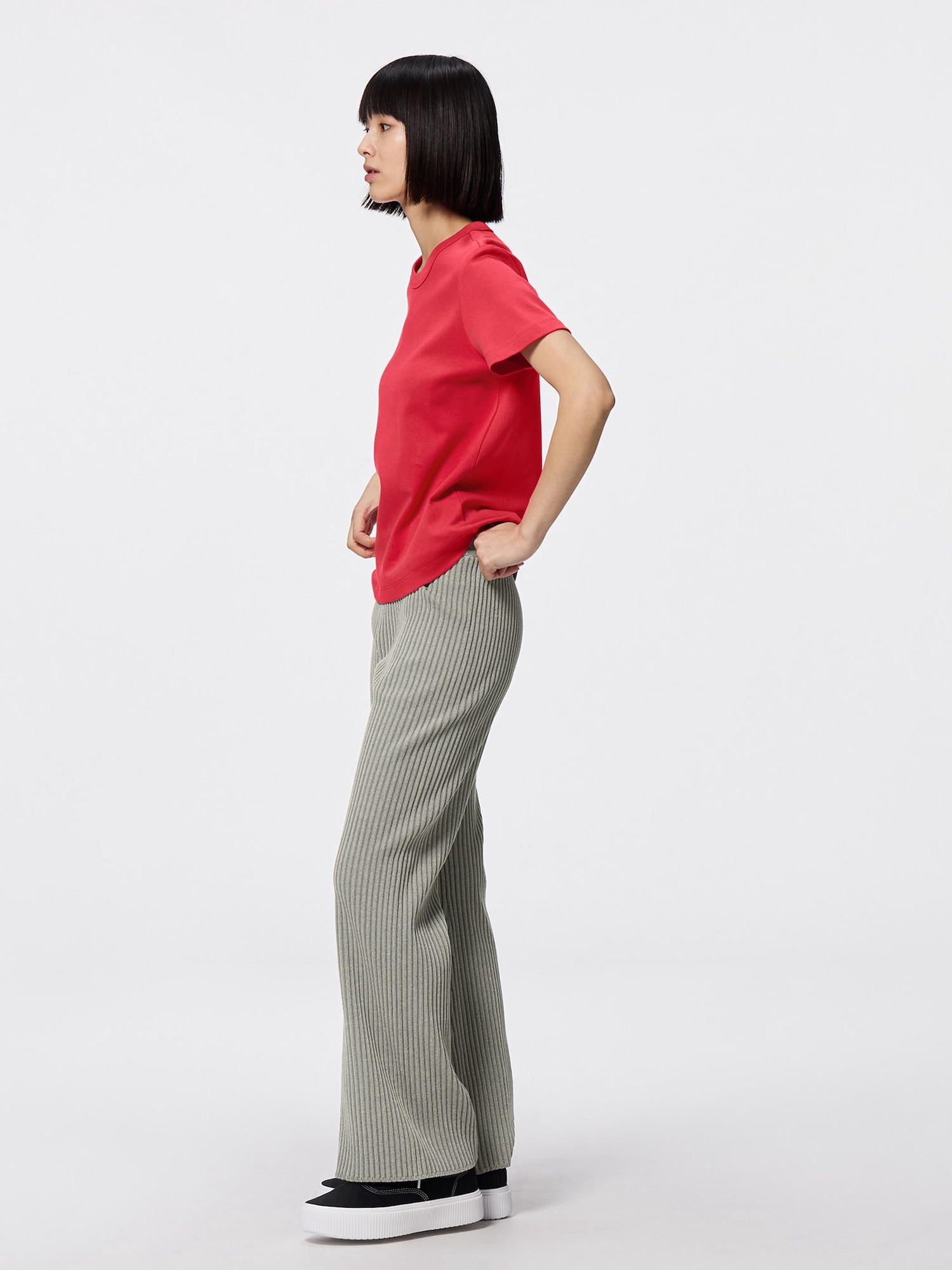 Ribbed Knitted Flared Pants | GU US