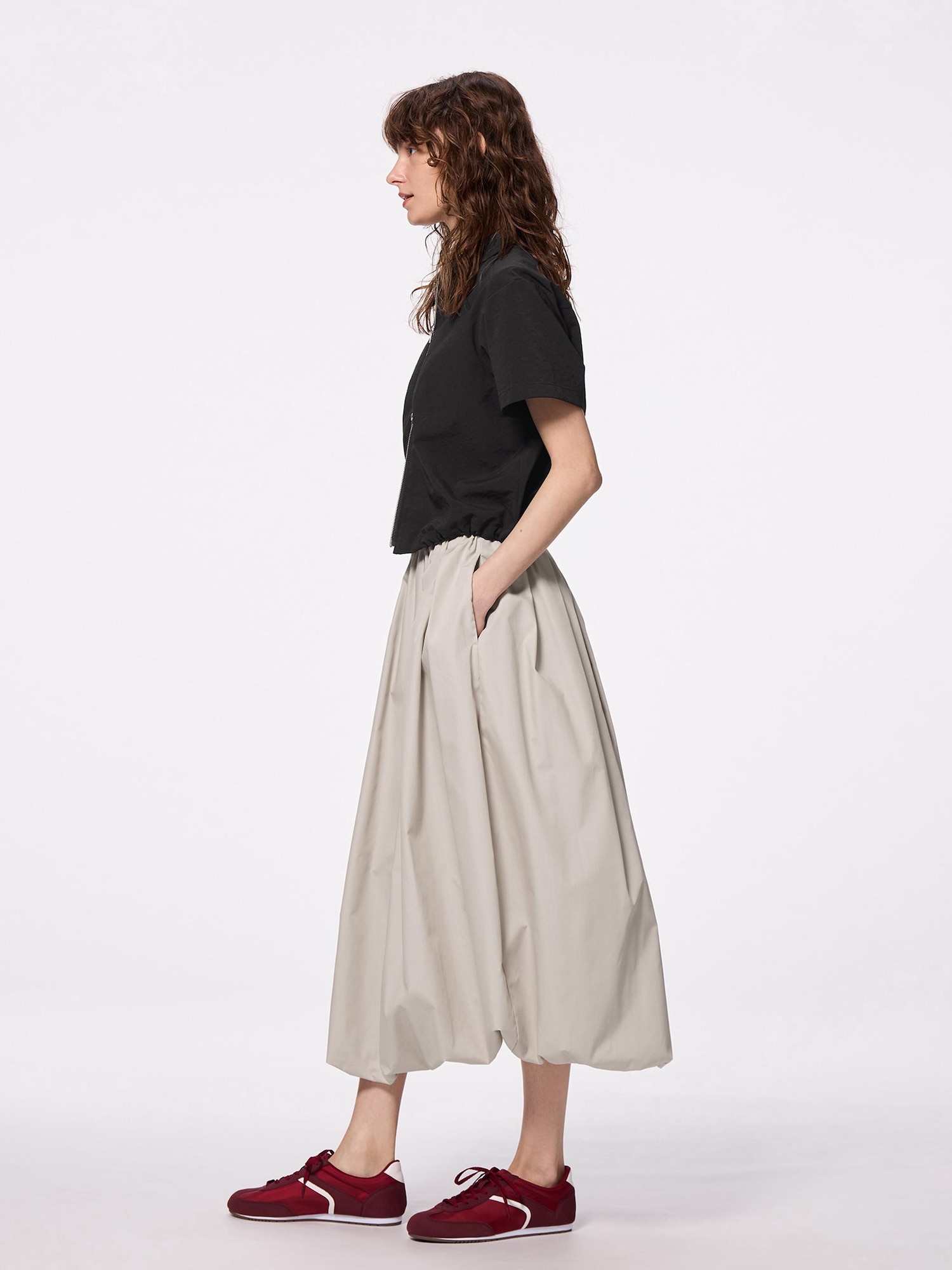 Bubble Hem Midi Skirt | GU US