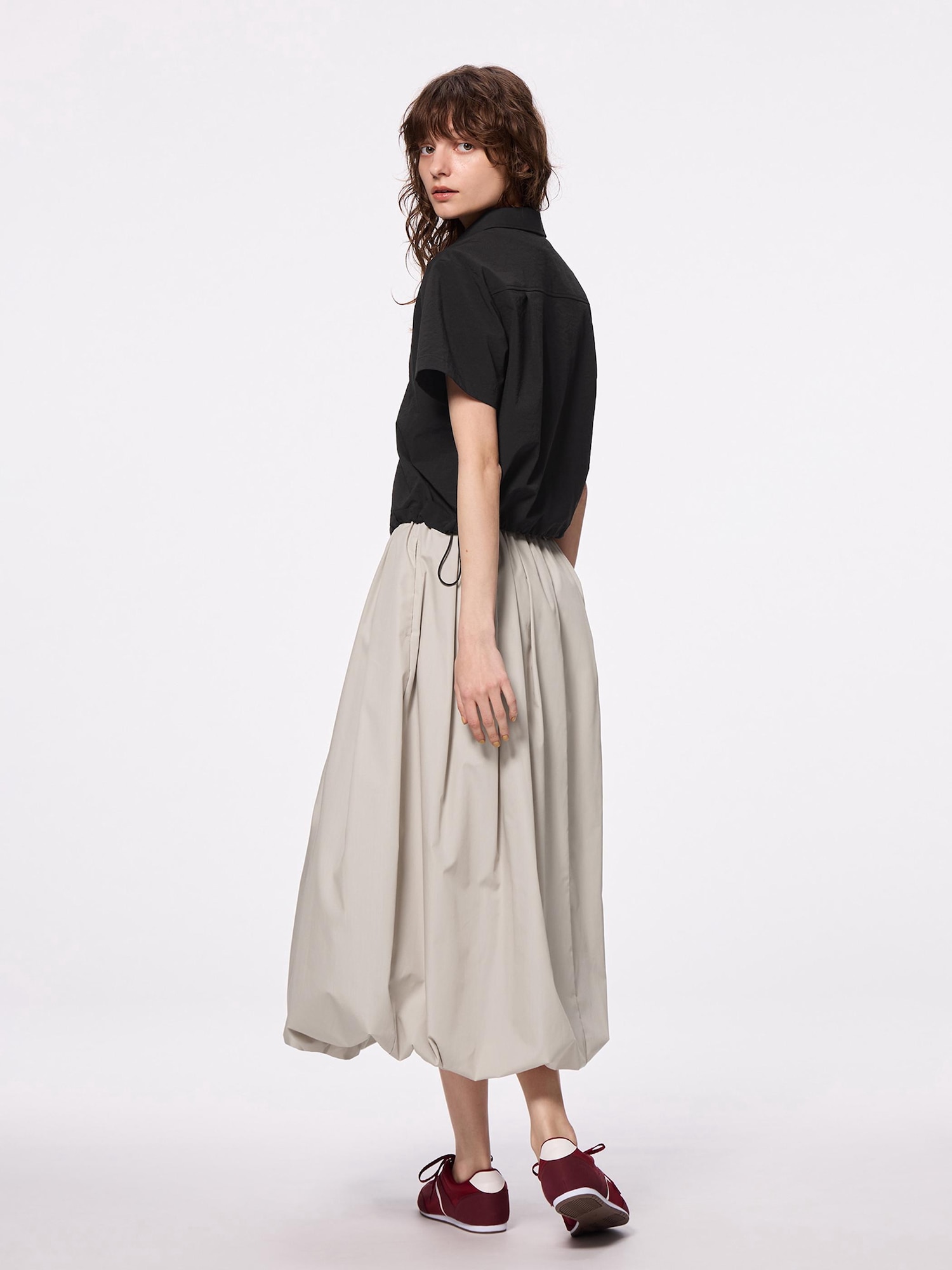 Bubble Hem Midi Skirt | GU US