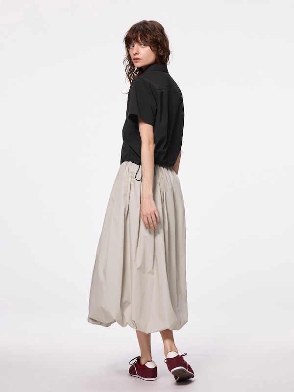 Bubble Hem Midi Skirt