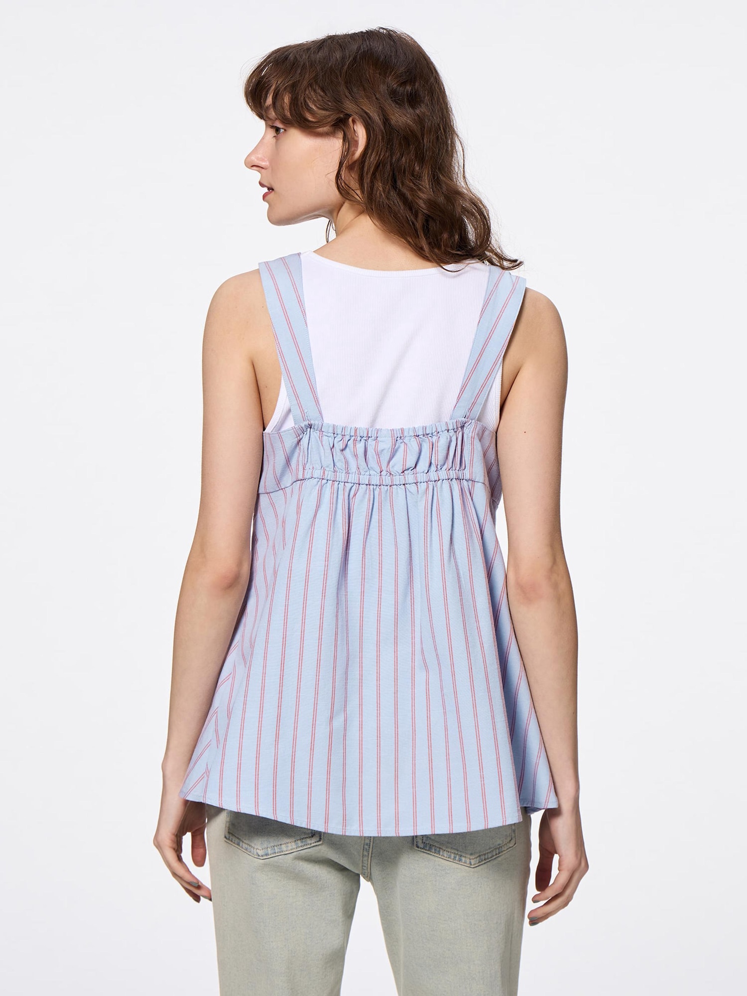 トップス CHONO Stella matelasse peplum camisole Samickarr Summer Tank Tops For Women'S Tie Shoulder Frill