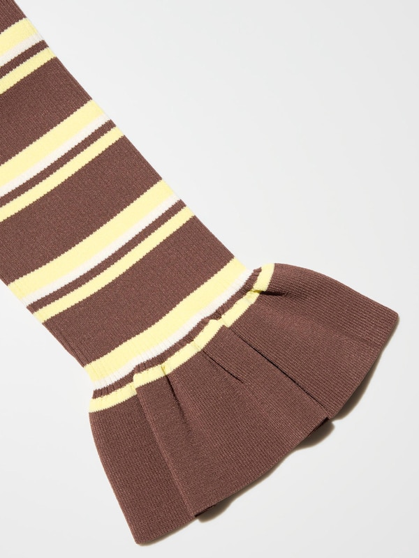 Striped Ribbed Polo Sweater | 3/4Sleeve | by rokh