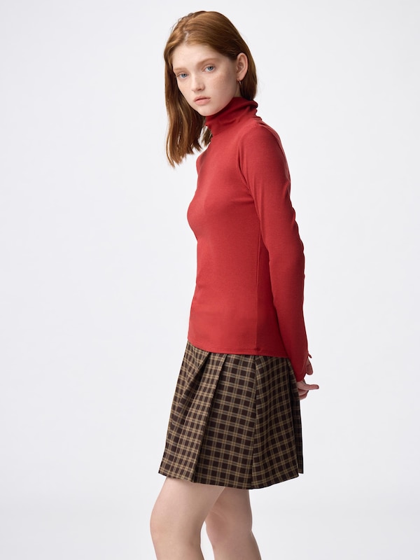 Warm Ribbed Turtleneck T-Shirt | Long